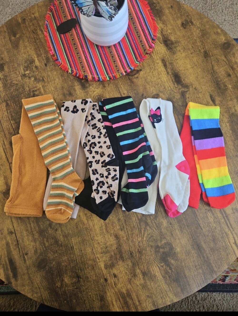 Girls Tights Bundle - Rainbow, Leopard, Stripes, Solid Orange Size 4T